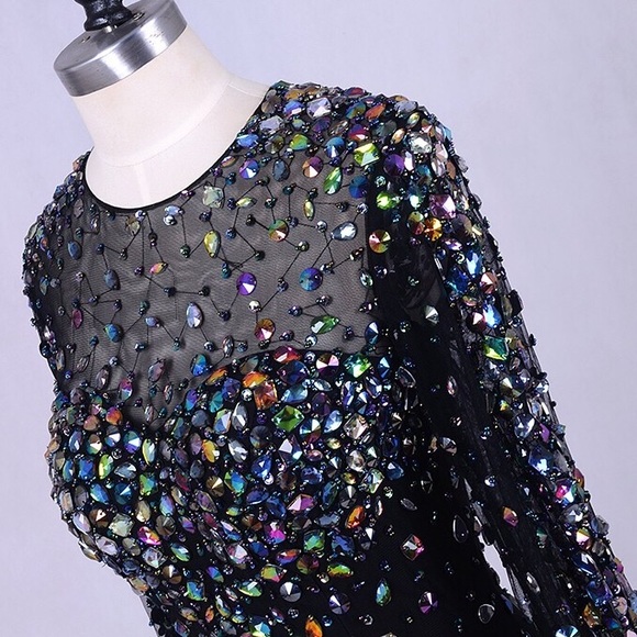 Gothic Queen Bridal Feather Rhinestone Gown,2-22W - Picture 4 of 8